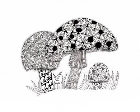 Зентангл узоры грибы