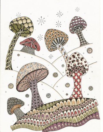 Зентангл узоры грибы