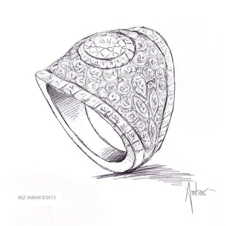 Эскиз кольца с бриллиантом