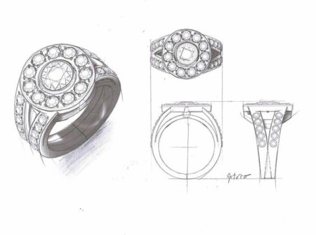 Ювелирное кольцо методом литья чертеж