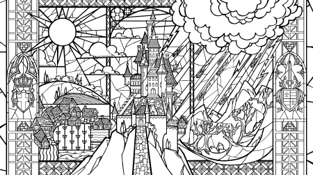 Раскраска витраж замок