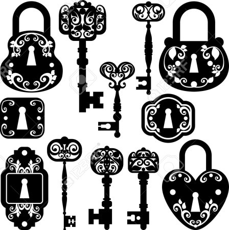 Трафарет замок и ключ