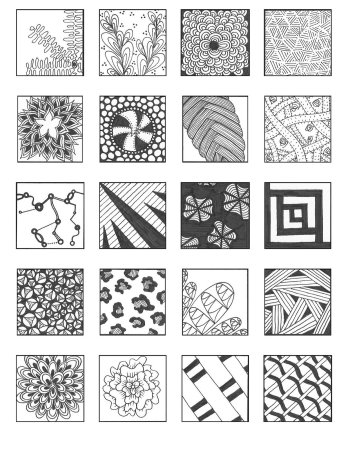 Зентангл для начинающих узоры в квадратах