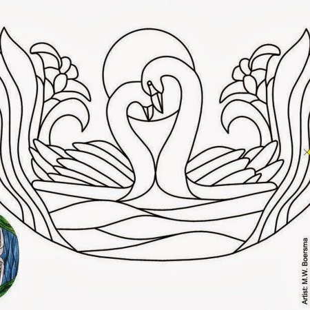 Витражные рисунки с лебедями