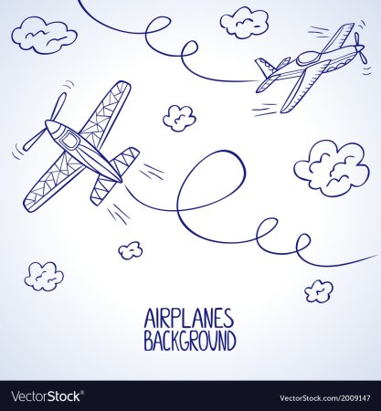 Самолет в небе карандашом