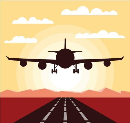 Самолет на взлетной полосе вектор