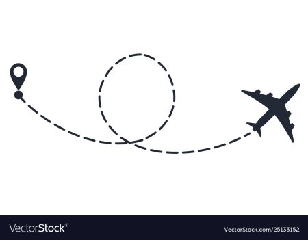 Пунктирная линия с самолетом