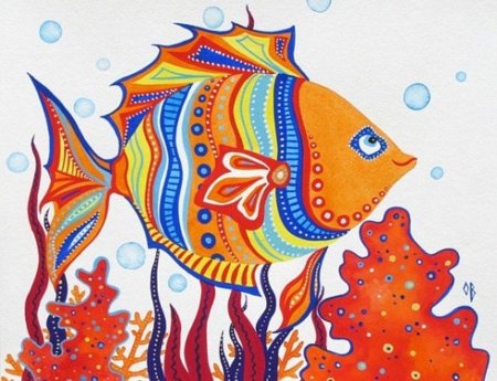 Декоративное рисование рыбки