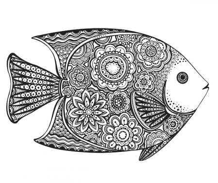 Узорчатая рыба раскраска