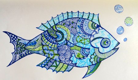 Зентангл дудлинг рыбка