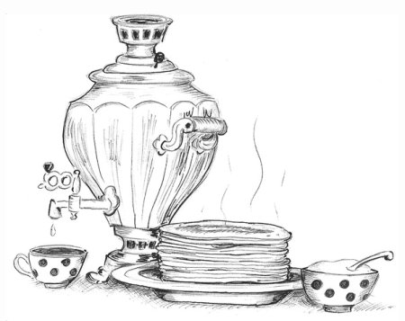 Самовар рисунок для детей