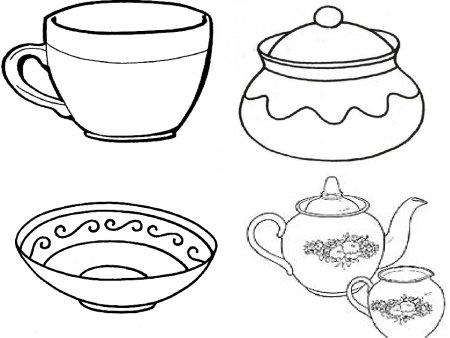 Посуда раскраска для детей