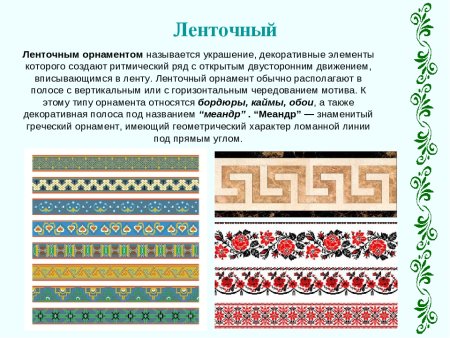 Виды ленточного орнамента