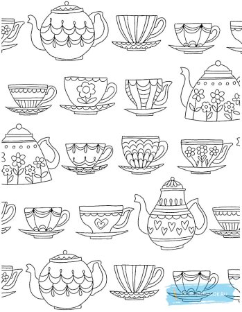 Раскраска чайный сервиз для детей