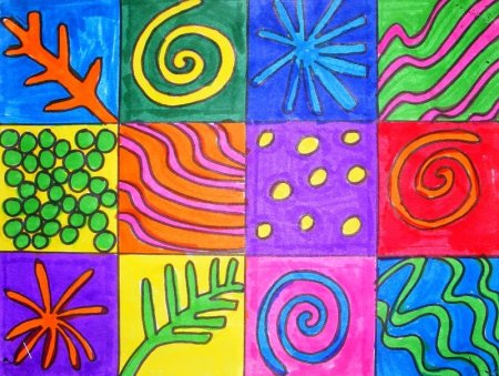 Рисование разноцветный коврик