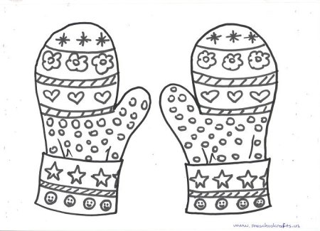 Варежки раскраска