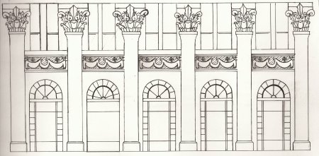 Модерн в архитектуре карандашом