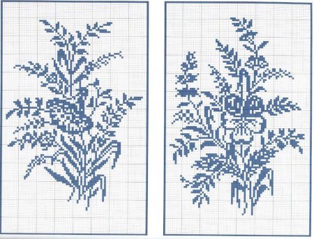 Монохромная вышивка цветы