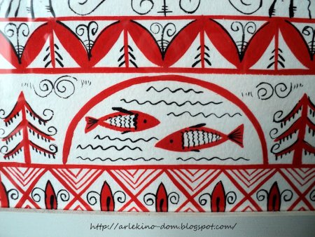 Мезенская роспись рыбы