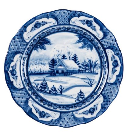 Гжель тарелка суповая "Дубок"