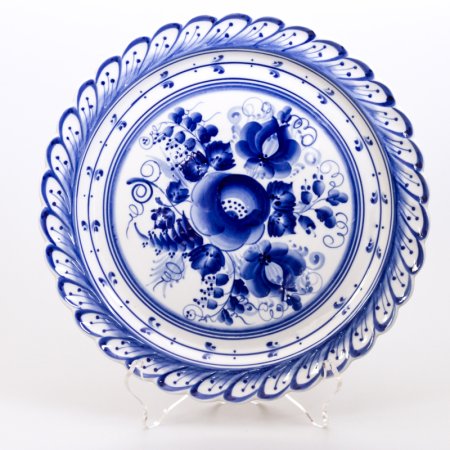 Гжельская роспись тарелка