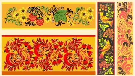 Травяной орнамент хохломской росписи