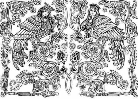 Гамаюн Сирин славянские орнаменты