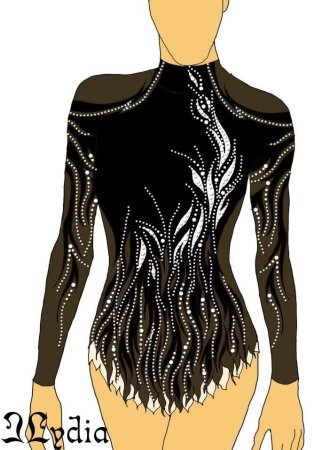 Купальник для худ гимнастики с черной сеткой