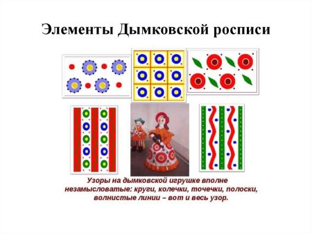 Элементы дымковской росписи барышни