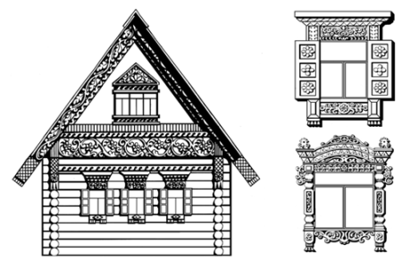 Рисование фасада избы