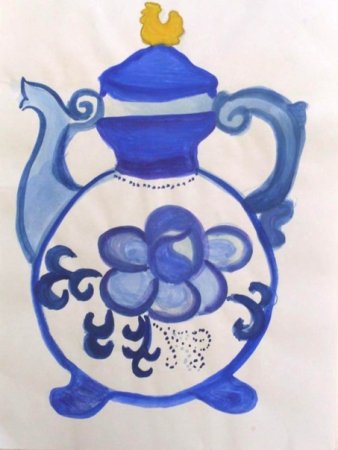 Расписной чайник Гжель