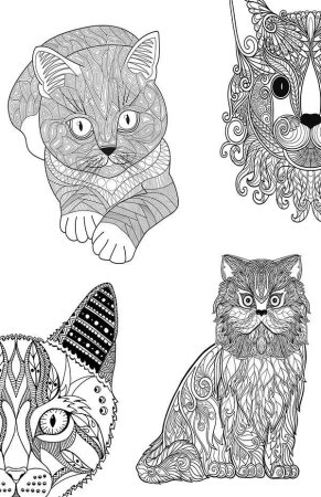 Раскраска кот с узорами