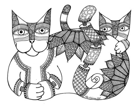 Раскраска антистресс котики