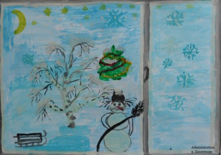 Зимнее окно детский рисунок