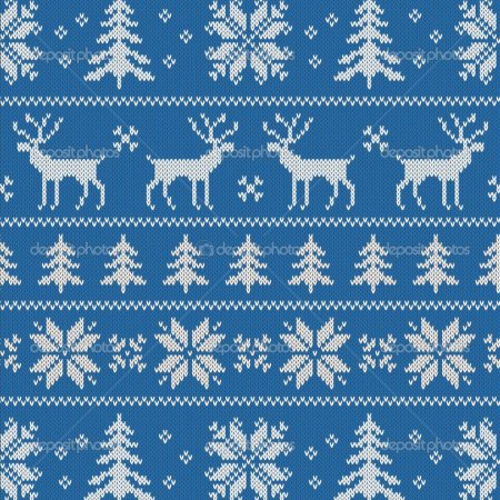 Орнамент с оленями и снежинками