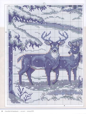 Вышивка олень