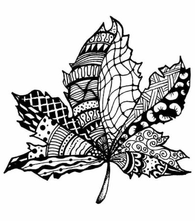 Зентангл дудлинг листья