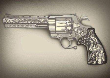 Тату Чикано с револьвером