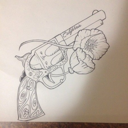 Тату пистолет эскиз