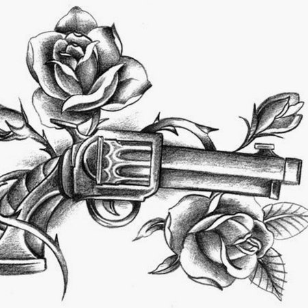 Тату пистолет эскиз