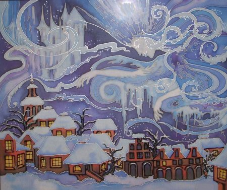 Батик зимний пейзаж