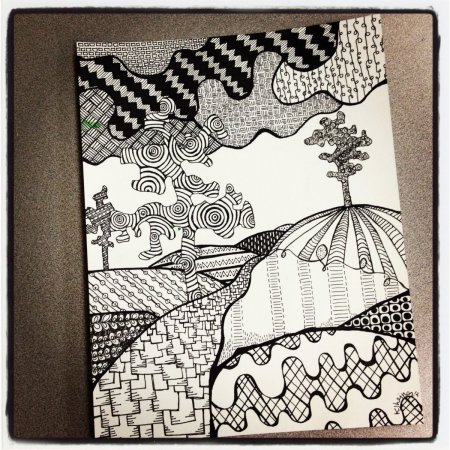 Стилизованный графический пейзаж