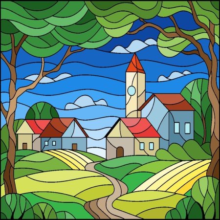 Пейзаж в декоративном стиле