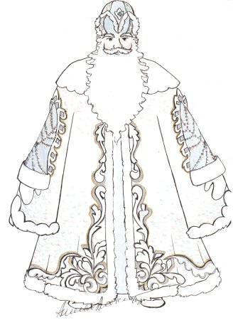 Эскиз костюма Деда Мороза и Снегурочки