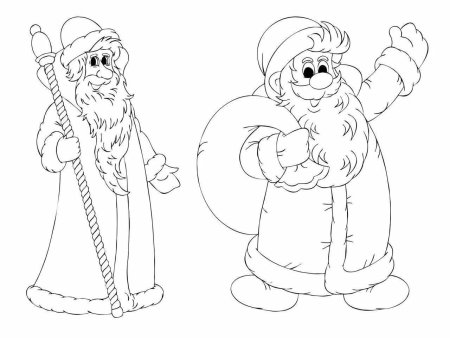 Раскраска Деда Мороза и Снегурочки