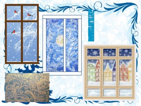Мультяшные зимние окна