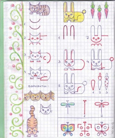 Рисунки на полях в тетради