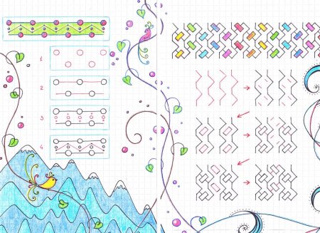 Красивые узоры на полях в тетради