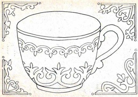 Чашечка с блюдцем раскраска