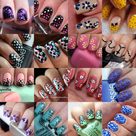Маникюр узор точками
